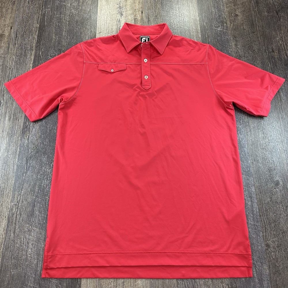 FootJoy Performance Polo Shirt Men Large Pink Athletic Fit‎ Stretch Wicking Golf